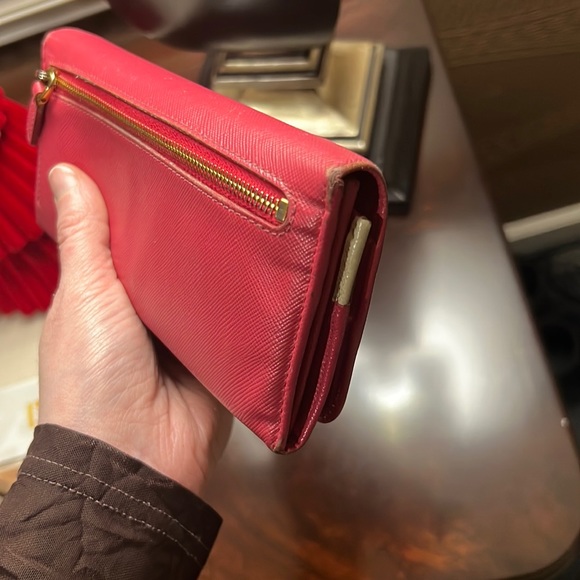 PRADA PINK WHITE AND RED SAFFIANO LUX LEATHER FLAP CONTINENTAL WALLET LEATHER - Picture 9 of 17